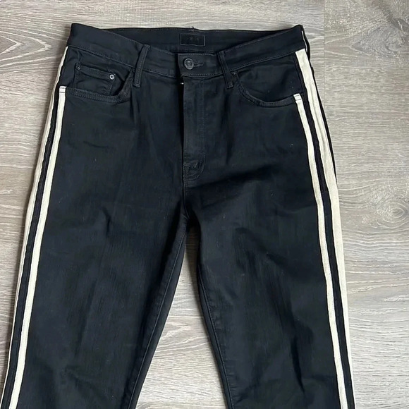 MOTHER THE INSIDER CROP STEP FRAY' STRIPE OUTSEAM JEANS - Picture 7 of 16